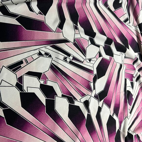 Worthington Polyester Spandex Purple Pink Geometric Short Sleeve Shirt Women 2X - Picture 5 of 6